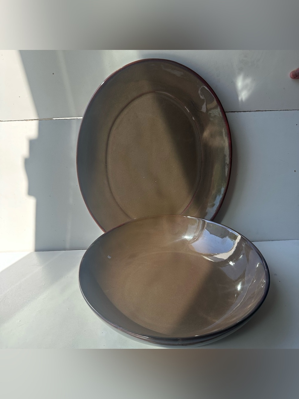 jcpenney Brown Glazed China Serving Plate